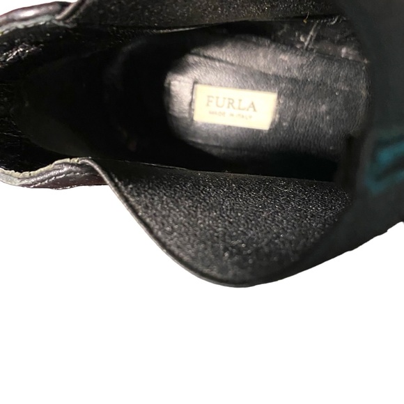 Furla booties. Black suede with red leather trim. No flaws. Some minor wear. - Picture 9 of 10